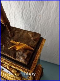 Ancienne Pendule Marbre Et Bronze Dore A Fil Louis Philippe French Antique