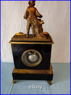 Ancienne Pendule Marbre Et Bronze Dore A Fil Louis Philippe French Antique