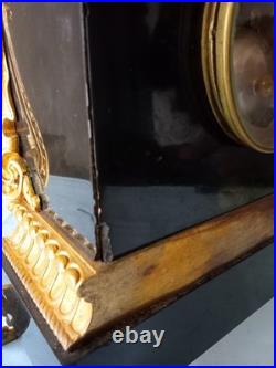 Ancienne Pendule Marbre Et Bronze Dore A Fil Louis Philippe French Antique