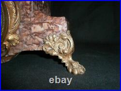 Ancienne Pendule Marbre Et Bronze Flore Par Perron French Antique