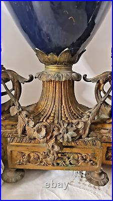 Ancienne Pendule Napoleon III Angelots Porcelaine Bleu