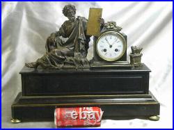 Ancienne Pendule Notaire Statue Bronze Philosophe Hippocrate Pendulum Horloge