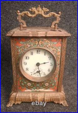 Ancienne Pendule Réveil Art Nouveau Fin 19e Japy Bronze Laiton Pendule Officier