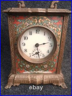Ancienne Pendule Réveil Art Nouveau Fin 19e Japy Bronze Laiton Pendule Officier