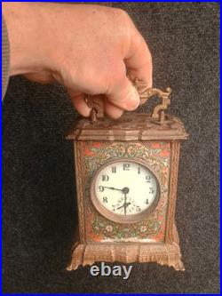 Ancienne Pendule Réveil Art Nouveau Fin 19e Japy Bronze Laiton Pendule Officier