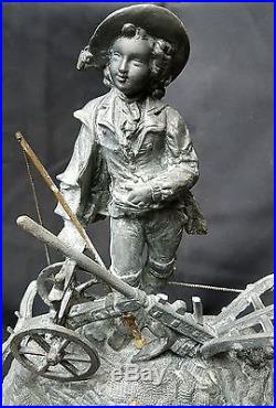 Ancienne Pendule Xixe Bronze Dore Le Petit Laboureur Napoléon III
