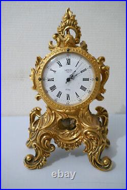 Ancienne Petite Pendule En Laiton Signé Lancel-style Rocaille Louis XV