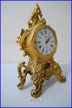 Ancienne Petite Pendule En Laiton Signé Lancel-style Rocaille Louis XV