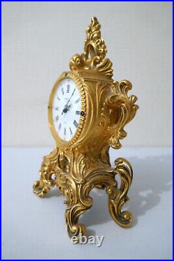 Ancienne Petite Pendule En Laiton Signé Lancel-style Rocaille Louis XV