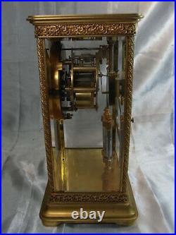 Ancienne Rare Pendule Cage Squelette Bronze Dore Mouvement Japy Horloge Pendulum