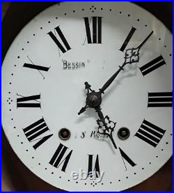 Ancienne horloge murale du XIXe siècle, marqueterie en nacre, fonctionne Ancienne horloge murale du XIXe siècle, marqueterie en nacre, fonctionne