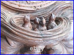 Ancienne horloge murale foret noire BRIENZ bois sculpté black forest nest bird