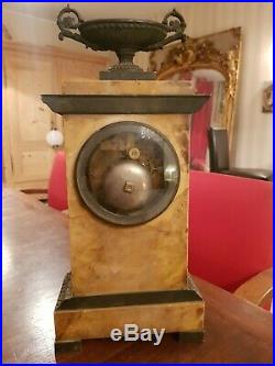 Ancienne horloge pendule Empire en marbre et bronze cadran signé XIX ème s fil