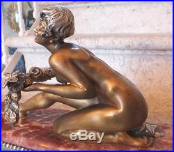 Ancienne pendule bronze dore argente onyx Geo Maxim art nouveau