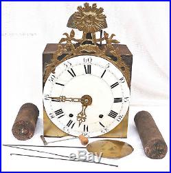 Ancienne pendule horloge comtoise décor soleil signé NAVAND XVIIIé ref 543