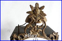 Ancienne pendule horloge comtoise fonction réveil décor soleil XVIIIé ref 520