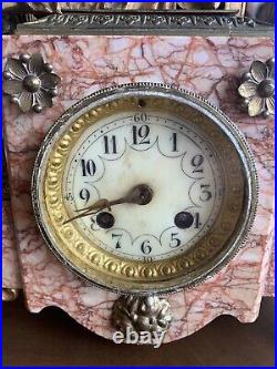 Ancienne pendule portique marbre horloge Old clock bronze marble