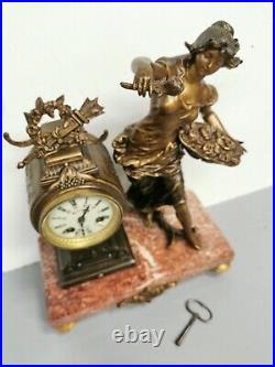 Anciennne Pendule Horloge et ses 2 garnitures Fleurs Printanières par Géo MAXIM