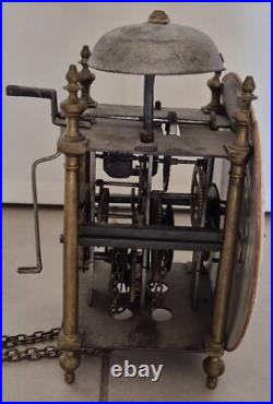 Antique Pendule Horloge Lanterne XVIIIe Capucine Non testé