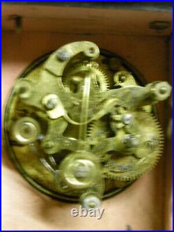 Antique Pendule Officier Horloge Reveil Voyage Mécanique Bois Bronze Pendulum