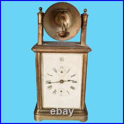 Antique Pendulette réveil horloge officier religieux sonnerie cloche église