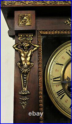 Antique pendule JUNGHANS decors bronze wood clock collection