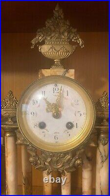 Beautiful Empire Portico Clock In Marble And Bronze Dora