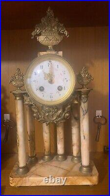 Beautiful Empire Portico Clock In Marble And Bronze Dora