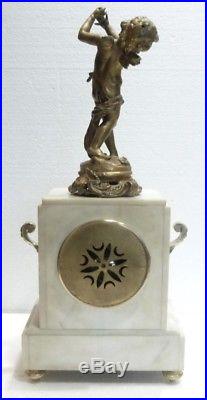 Belle PENDULE Ancienne XIXe en Marbre blanc Bronze et Régule Angelot Putti