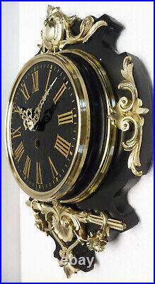 Belle PENDULE BOULANGERE bronze bois noirci XIXème horloge cuisine Napoléon III