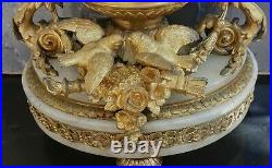 Belle Pendule Louis XVI Bronze Dore Colombes+carquois+marbre Blanc Xixeme 43cm