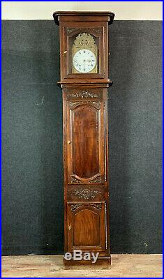 Belle horloge de parquet époque Louis XIV en noyer