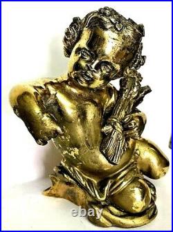 Bronze Pendule putto chérubin ange Uhren Kaminuhr Brass Clock putti blé