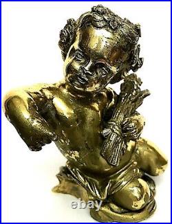 Bronze Pendule putto chérubin ange Uhren Kaminuhr Brass Clock putti blé