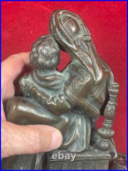 Bronze XIXème très beau groupe de pendule 18 x 16 x 7 cm