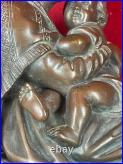 Bronze XIXème très beau groupe de pendule 18 x 16 x 7 cm