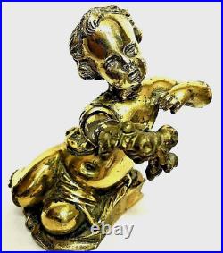 Bronze d Pendule putto chérubin ange Uhren Kaminuhr Brass Clock putti fruit