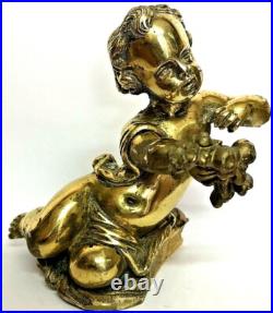 Bronze d Pendule putto chérubin ange Uhren Kaminuhr Brass Clock putti fruit