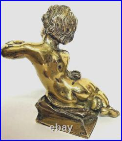 Bronze d Pendule putto chérubin ange Uhren Kaminuhr Brass Clock putti fruit