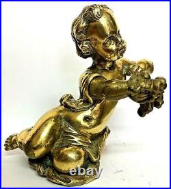 Bronze d Pendule putto chérubin ange Uhren Kaminuhr Brass Clock putti fruit