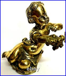 Bronze d Pendule putto chérubin ange Uhren Kaminuhr Brass Clock putti fruit
