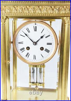 CAGE VITRE. Kaminuhr Empire clock bronze horloge antique pendule uhren