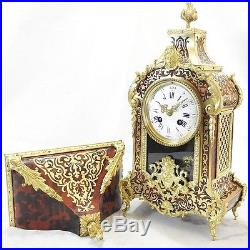 CARTEL PENDULE + SON SOCLE MARQUETERIE BOULLE EPOQUE NAPOLEON III FIN 19e SIECLE