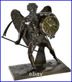 CHRONOS. Kaminuhr Empire clock bronze horloge antique cartel uhren pendule