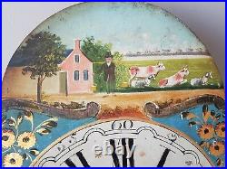 Cadran comtoise Horloge Friesland XIXeme pour Pièce Ou deco.thème Vache paysage