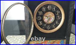 Camerden & Forster clock horloge, New York 1900, marble, Japonisme hand painted