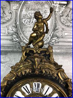Cartel En Bois Noirci En Marqueterie Boulle Orné De Bronze D'époque Napoléon 3