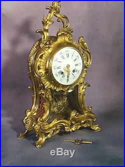 Cartel / Horloge / Pendule En Bronze Doré De Style Louis XV De 39 CM De Haut