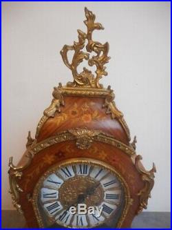 Cartel Horloge Pendule Style Louis XV En Bois De Rose Et Bronze