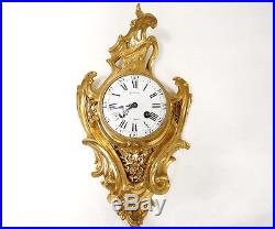 Cartel Louis XV bronze doré ajouré fleurs feuillage clock Napoléon III XIXè
